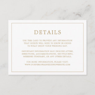 Cartão De Informações Simples Casamento Dourado Monograma Elegante