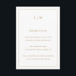 Cartão De Informações Simples Casamento Dourado Monograma Elegante<br><div class="desc">Simples cartão de gabinete de casamento com um design moderno, mas elegante, com seu monograma de duas letras no topo junto com suas informações de recepção cercadas por uma fina borda. Todos os elementos de design estão em dourado falso e podem ser alterados na ferramenta de edição de design. Um...</div>