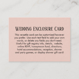 Cartão De Informações Simples Casamento Personalizado Sino Rosa Esmagado