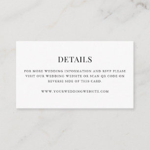 Cartão De Informações SImples Código QR Moderno Detalhes do Casamento Mi