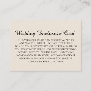Cartão De Informações Simples Creme de Casamento Personalizado do DIY