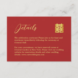 Cartão De Informações Simples detalhes de casamento chinês moderno doura
