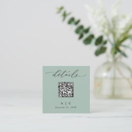 Cartão De Informações Simples Detalhes de Casamento com Código QR em Ver