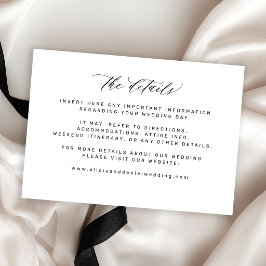Cartão De Informações Simples detalhes de casamento preto e branco minim