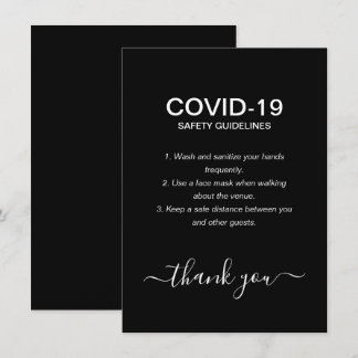 Cartão De Informações Simples Diretrizes de Segurança Covid em Preto e B