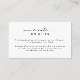 Cartão De Informações Simples e Minimalista Nota sobre presentes Enclo