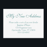 Cartão De Informações Simples, Elegante Meu Novo Endereço Verde-Azul em<br><div class="desc">Mantenha seus amigos e familiares atualizados com o seu novo endereço usando estes simples e elegantes cartões de anexo. Uma simples nota diz "Meu Novo Endereço" no topo, usando uma fonte de escrita bonita e tradicional. Use os campos do modelo para adicionar todos os seus detalhes e personalizar este design...</div>