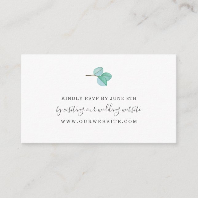 Cartão De Informações Simples eucalipto verde casamento RSVP online (Frente)