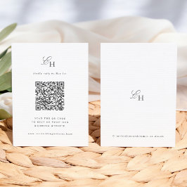 Cartão De Informações Simples Monograma Minimalista Boho QR RSVP Casamen
