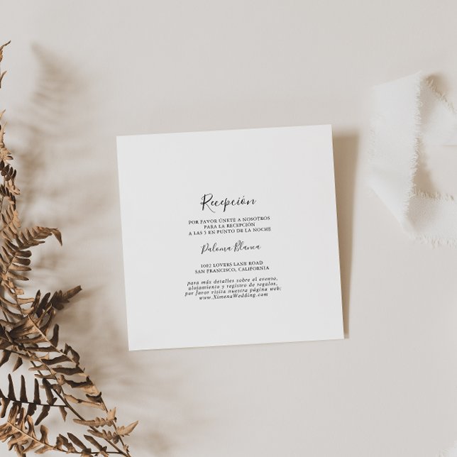 Cartão De Informações Simples Receção de Casamento Espanhol (Criador carregado)