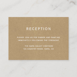 Cartão De Informações Simples Recepção de casamento Rustic Kraft Faux