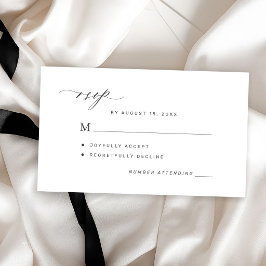 Cartão De Informações Simples resposta de casamento em preto e branco