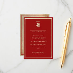 Cartão De Informações Simples Retângulo Dupla Felicidade Cerimônia do Ch