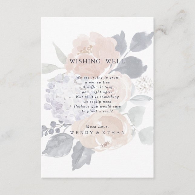 Cartão De Informações Simples Rustic Floral Weding Wishing Card (Frente)