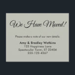 Cartão De Informações Simples Sage Green, Mudamos de endereço<br><div class="desc">Mantenha seus amigos e familiares atualizados com seu novo endereço usando esses cartões de folga simples. Um guião elegante e tradicional foi emparelhado com uma fonte simples, sans-serif, para um resultado bonito. Todas as camadas foram adicionadas separadamente e deixadas desbloqueadas para dar a você o controle de cheio de design...</div>