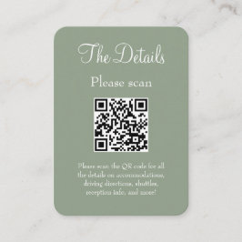 Cartão De Informações Simples Sage Verde Detalhes do Casamento QR