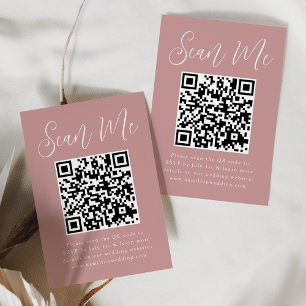 Cartão De Informações Simples Script Rosa Empoeirado Código QR Casamento