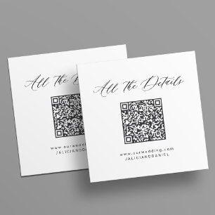 Cartão De Informações Simples site de casamento com código QR minimalist