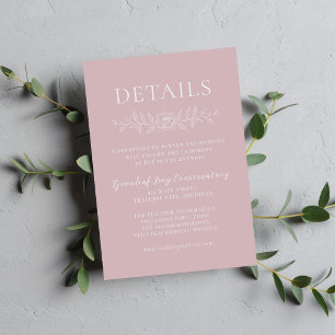 Cartão De Informações Simplicidade Floral 1 Casamento Minimalista ao Lua