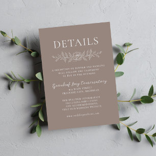 Cartão De Informações Simplicidade Floral 1 Casamento Minimalista Bege