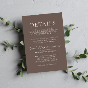 Cartão De Informações Simplicidade Floral 1 Casamento Minimalista Marrom