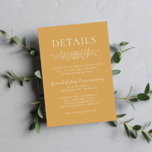 Cartão De Informações Simplicidade Floral 1 Ocre Amarelo Casamento Minim