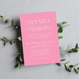 Cartão De Informações Simplicidade Floral 1 Rosa Ballet Casamento Minima