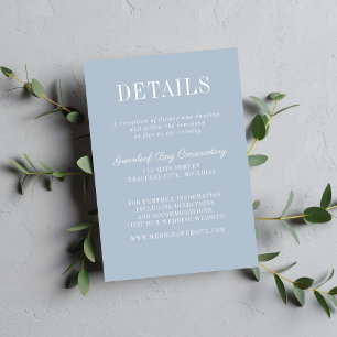 Cartão De Informações Simplicidade Floral 2 Azul Gelo Casamento Minimali