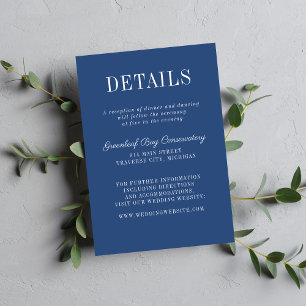 Cartão De Informações Simplicidade Floral 2 Casamento Minimalista Azul V
