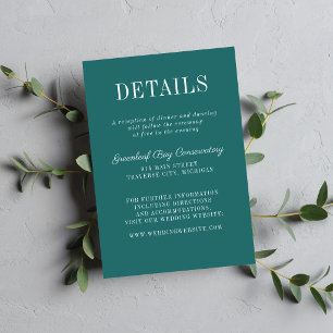 Cartão De Informações Simplicidade Floral 2 Casamento Minimalista em Azu