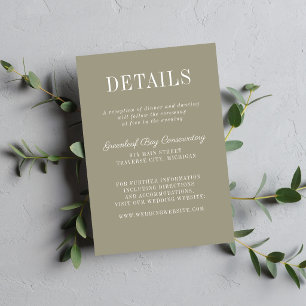 Cartão De Informações Simplicidade Floral 2 Casamento Minimalista Verde