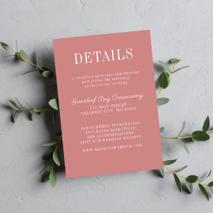 Cartão De Informações Simplicidade Floral 2 Rosa Empoeirado Casamento Mi