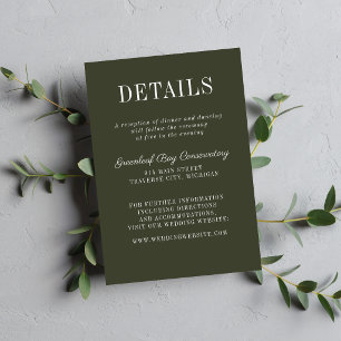 Cartão De Informações Simplicidade Floral 2 Verde Oliva Casamento Minima
