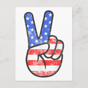 Cartão De Informações Sinal de Paz de Bandeira Americana T-Shirt Quarto 