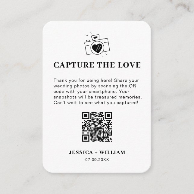 Cartão De Informações Sinal de QR code Minimal Capture the Love (Frente)