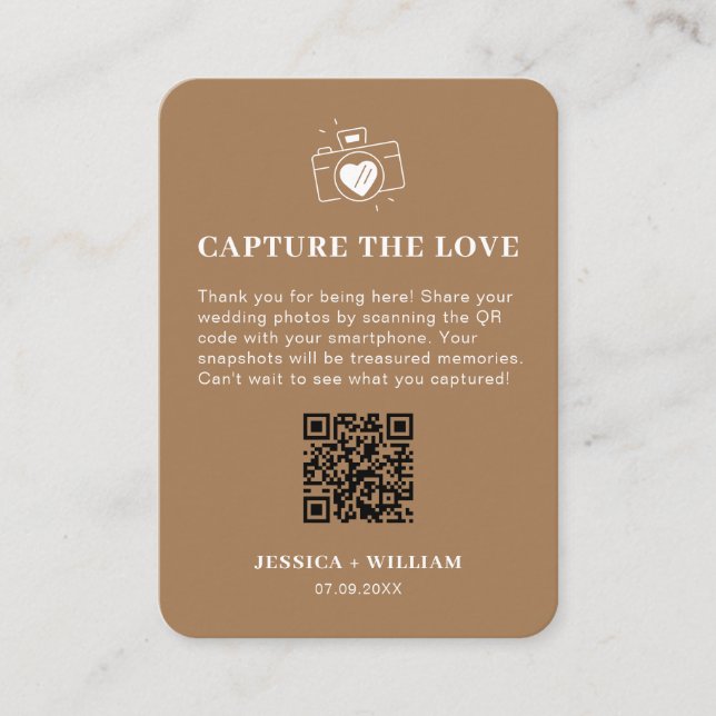 Cartão De Informações Sinal de QR code Minimal Capture the Love (Frente)