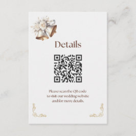 Cartão De Informações Sinos Branco e Dourado Detalhes do Enclosed