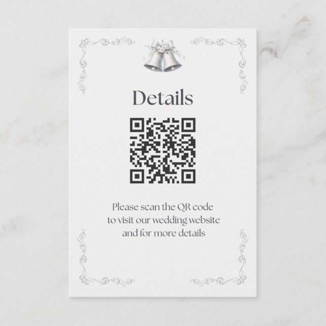 Cartão De Informações Sinos de Casamento de Prata Detalhes do Encarte (Frente)