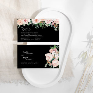 Cartão De Informações Site Blush Floral Black Wedding