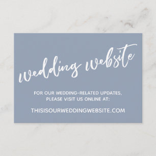 Cartão De Informações Site Casual de Casamento Azul Dusty