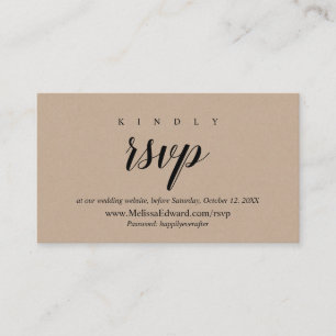Cartão De Informações Site da RSVP Online, Rustic Brown Kraft