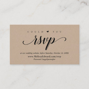 Cartão De Informações Site da RSVP Online, Rustic Brown Kraft