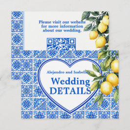 Cartão De Informações 💙🍋Site de casamento Azul & Limone Romance