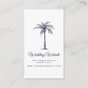 Cartão De Informações Site de Casamento Azul-Marinho Moderno de Palm Bea