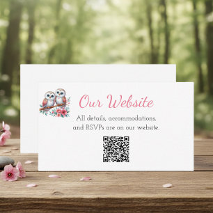 Cartão De Informações Site de Casamento Boho Coruja Rústica Country