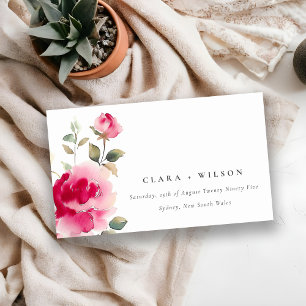 Cartão De Informações Site de Casamento Boho Red Pink Rose Flowers