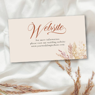 Cartão De Informações Site de casamento botânico Creme Terracota