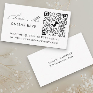 Cartão De Informações Site de Casamento Branco Preto do Código QR RSVP O