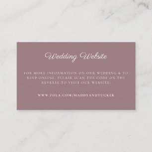 Cartão De Informações Site de Casamento   Código QR de RSVP de Mauve Min