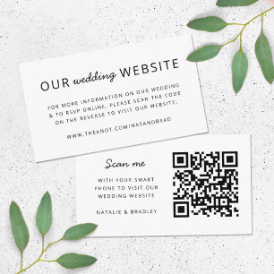 Cartão De Informações Site de Casamento Código QR Limpo Simples Minima